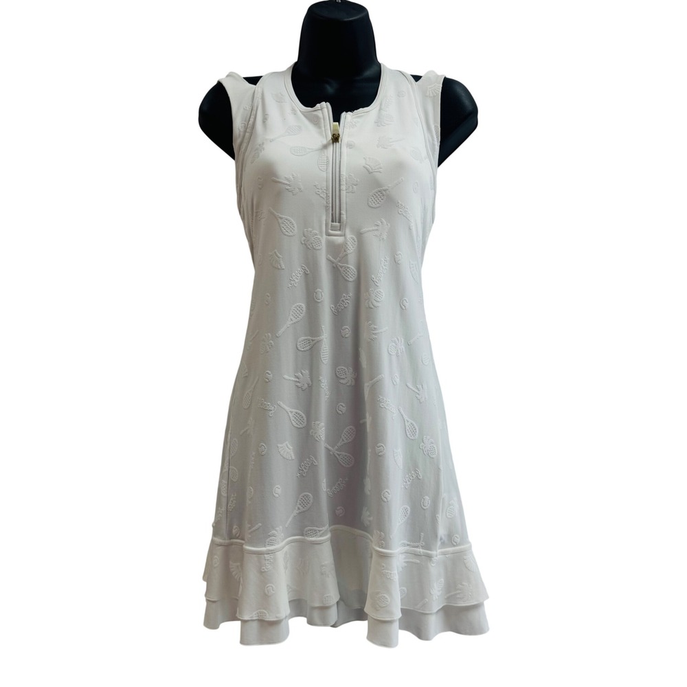 NWT Lilly Pulitzer Delphina Tennis Dress Luxletic‎ White Jacquard UPF 50+ XL